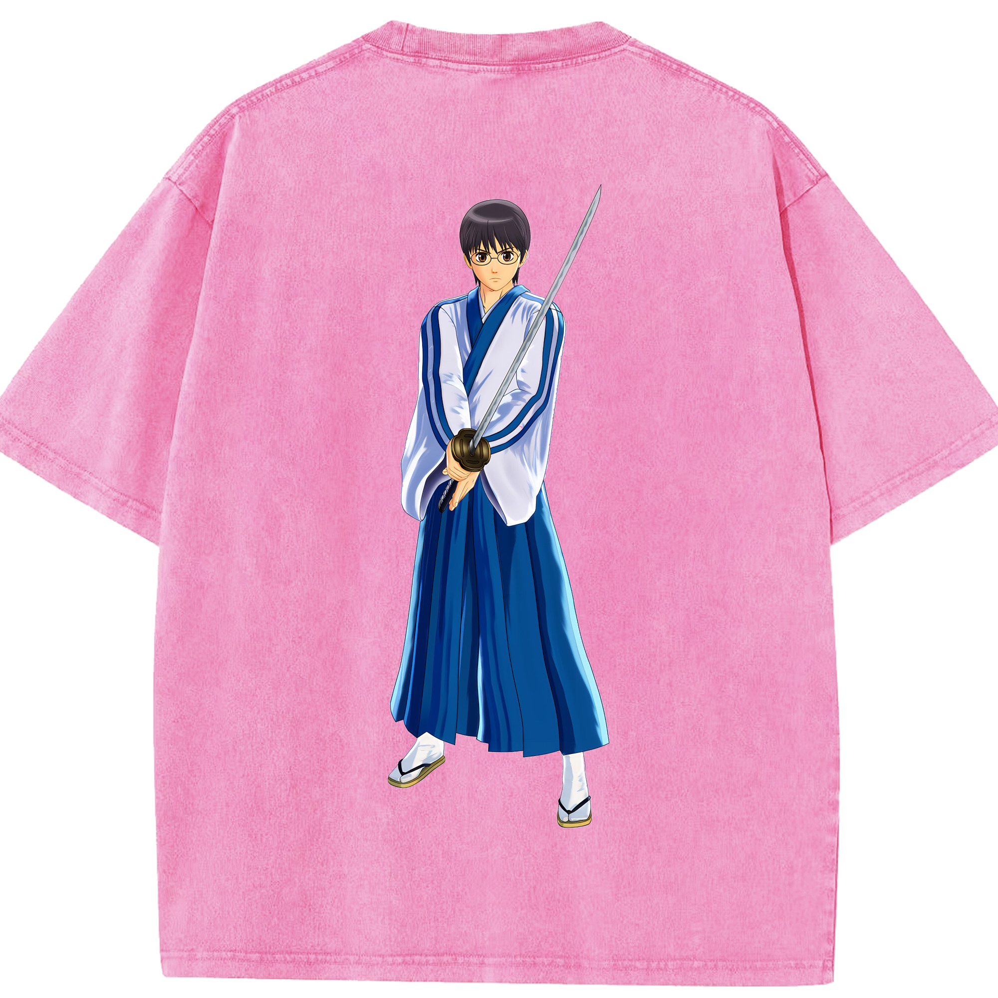 （画像用） ぎんたま 坂田銀時（さかたぎんとき） 神楽 志村新八（しむら しんぱち） GINTAMA Sakata Gintoki Kagura Shimura Shinpachi 綿100% ヴィンテージ風 半袖Tシャツ（背面プリント）